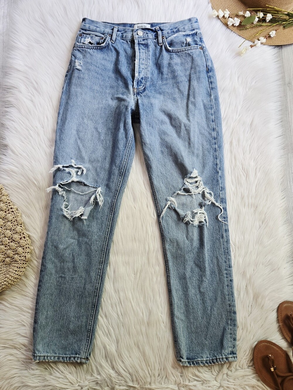 Agolde Fen Distressed Straight Leg Jeans